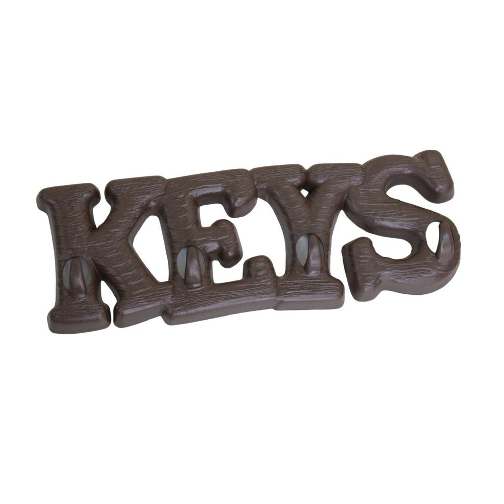 Vintage Keys Wall Hook Plastic Faux Wood Taiwan 1970s Burwood Brown 91081